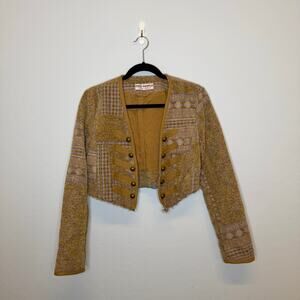 Free People Juliette Cropped Jacket Gold Combo Size Small